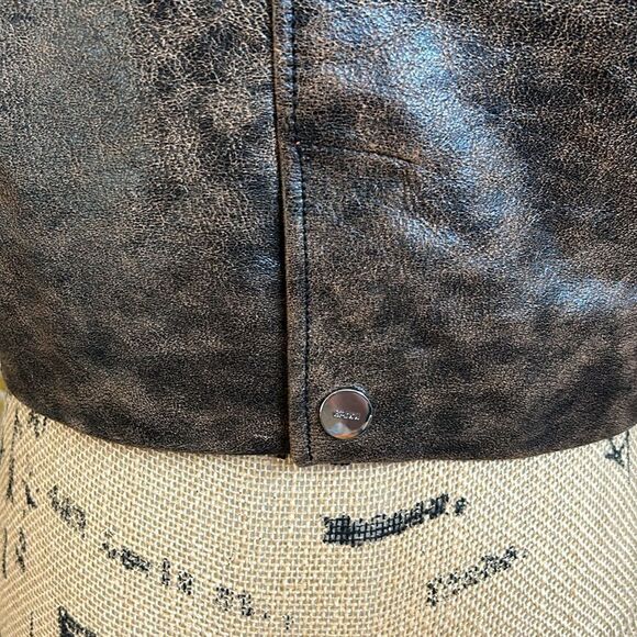 GANNI Washed Perfecto Brown Leather Cropped Biker Jacket size 36 US S Sold Out - Picture 13 of 16